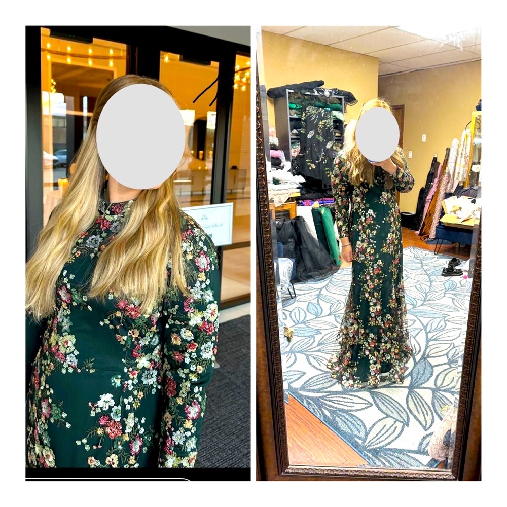 Beautiful Green gown with floral beading